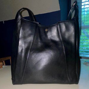 Black Leather Tory Burch Bag